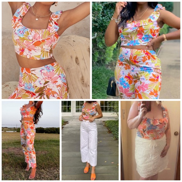 JustFab Floral Ruffle Crop Tank Top NWT - Picture 12 of 12